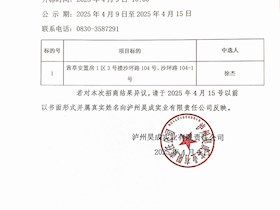 瀘州昊成實業有限責任公司第二十五批次招商結果公示
